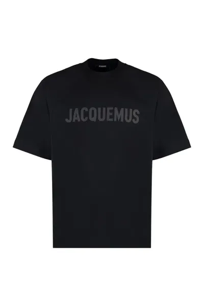 Jacquemus Typo Cotton Crew-neck T-shirt In Black