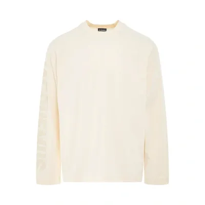 Jacquemus Typo Logo Long Sleeve T-shirt In White