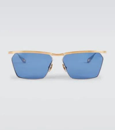 Jacques Marie Mage Bresson Rectangular Sunglasses In Gold