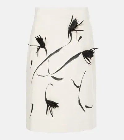 Jacques Wei Embroidered Midi Skirt In White