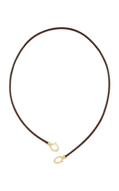 Jade Ruzzo 18k Yellow Gold Slim Leather Cord In Black