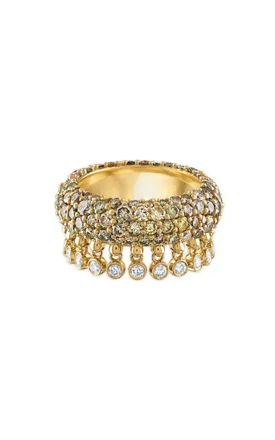 Jade Ruzzo 18k Yellow Gold Tennessee Ring Pave