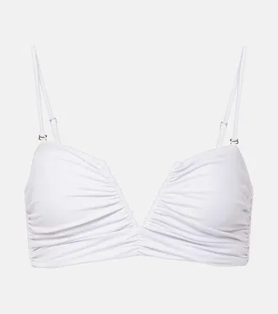 Jade Swim Calla Ruched Bikini Top In White