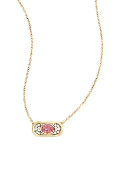 Jamie Wolf 18k Yellow Gold Diamond And Tourmaline Necklace In Pink