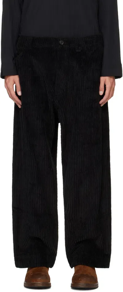 Jan-jan Van Essche Black O-project Wide Wale Corduroy Trousers