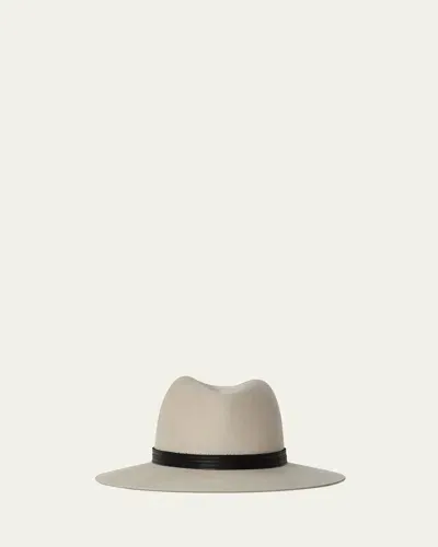 Janessa Leone Corinne Belted Wool Fedora Hat In Fog