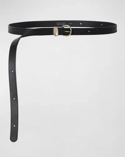 Janessa Leone Myra Leather Skinny Belt In Black