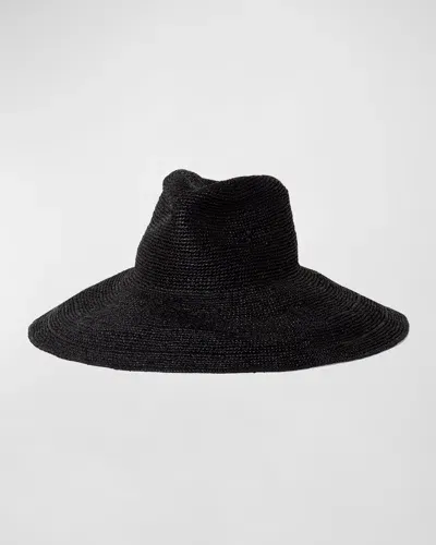 Janessa Leone Waverly Raffia Large Brim Hat In Black