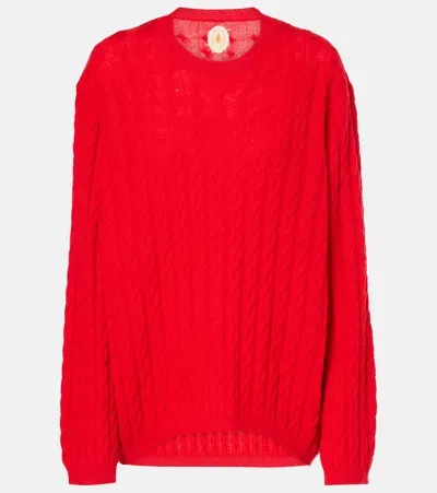 Jardin Des Orangers Cable-knit Wool And Cashmere Sweater In Red