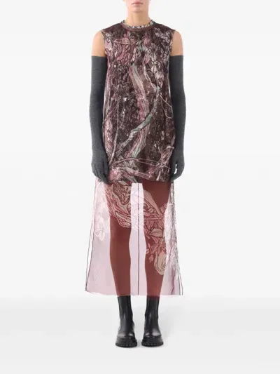 Jason Wu Collection Fully Printed Dress In Cabernet/lilac Multi