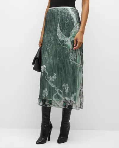 Jason Wu Collection Tree-print Organza Layered Midi Skirt In Hunter Green