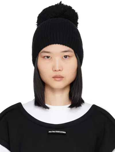 Jean Paul Gaultier Black 'the Pompom' Beanie In 00 Black