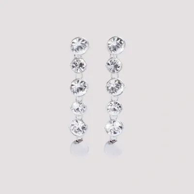 Jean Paul Gaultier Long Diamond Earrings Unica In Silver