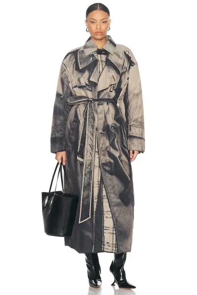 Jean Paul Gaultier Nylon Padded Trench In Beige & Black