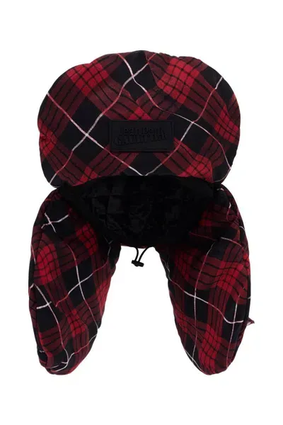 Jean Paul Gaultier Oversized Tartan Cap For Women In Red