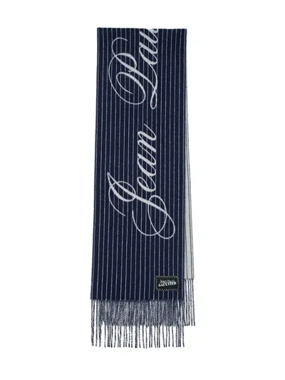 Jean Paul Gaultier Pinstripes Scarf In Blue