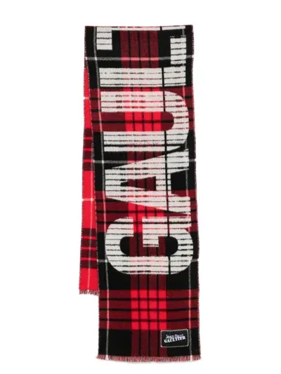 Jean Paul Gaultier Tartan Virgin Wool Scarf In Rot