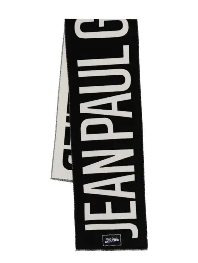 Jean Paul Gaultier Logo-print Scarf In Black White