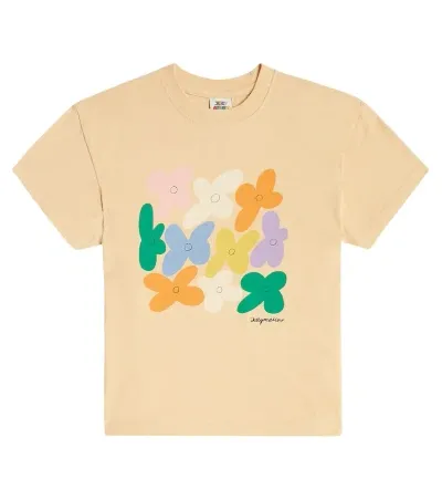 Jellymallow Kids' Flower Cotton Jersey T-shirt In Brown