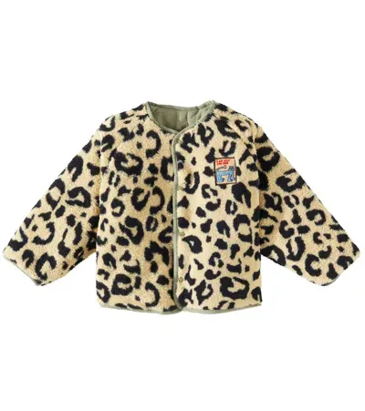 Jellymallow Kids' Reversible Quilted Leopard-print Jacket In Brown