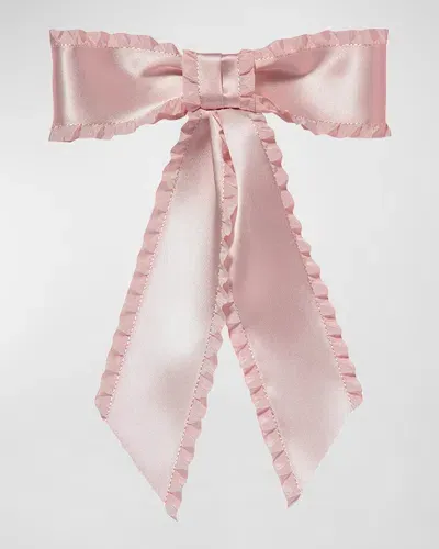 Jennifer Behr Harper Pleated Satin Bow Barrette In Blush