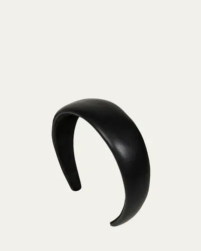 Jennifer Behr Kate Padded Leather Headband In Black