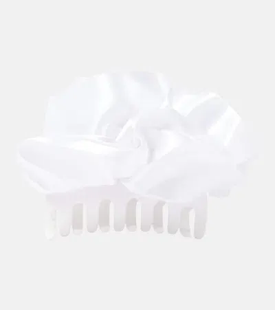 Jennifer Behr Ruffled Silk-blend Satin Hair Clip In White