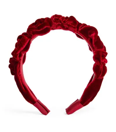 Jennifer Behr Velvet Lia Headband In Ruby