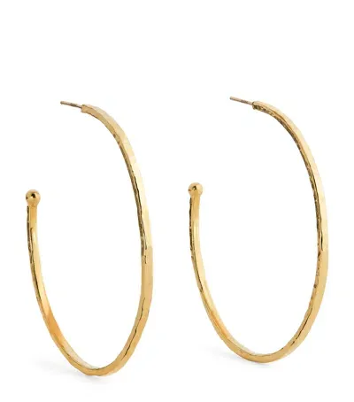 Jennifer Meyer Medium Yellow Gold Hammered Hoop Earrings