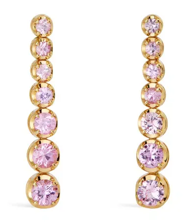 Jennifer Meyer Yellow Gold And Pink Sapphire Tennis Stud Earrings