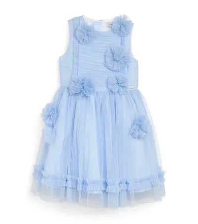 Jessie And James Kids' Floral Appliqué Meadow Dress In Blue