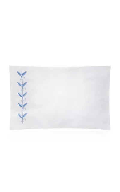 Jesurum Plumes Cotton-satin King American Pillowcase Set In Blue