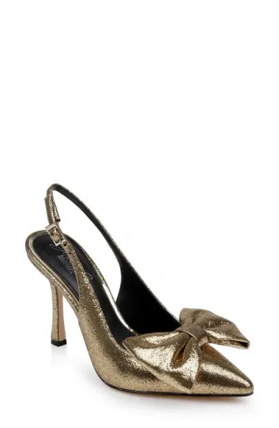 Jewel Badgley Mischka Kourtnay Slingback Pointed Toe Pump In Gold Metallic Fabric