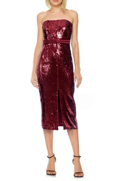 Jewel Badgley Mischka Sequin Strapless Dress In Cherry