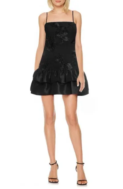 Jewel Badgley Mischka Soutache Cocktail Minidress In Black