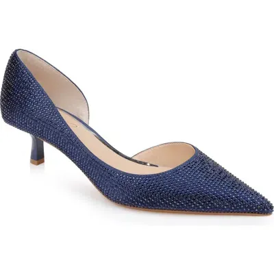 Jewel Badgley Mischka Women's Teegan Pointed Toe Pumps In Navy Satin