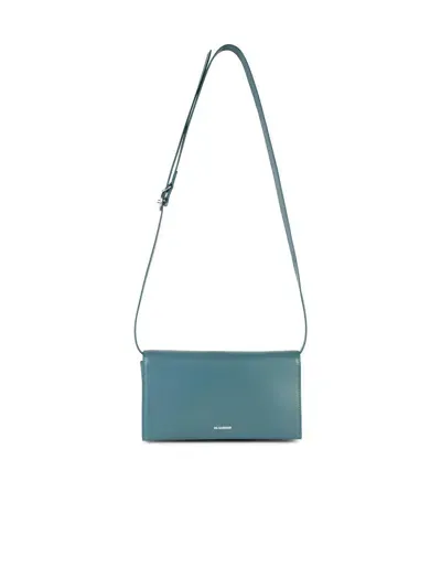 Jil Sander All Day Buckle Blue Leather Bag