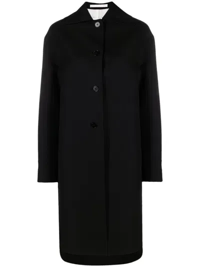 Jil Sander Asymmetric-hem Cotton Coat In Black