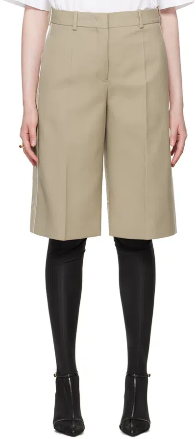 Jil Sander Relaxed Wool Trouser Shorts In 238 Kakhi Green