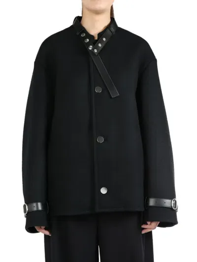 Jil Sander Belt-detail Wool Jacket In 001 Black