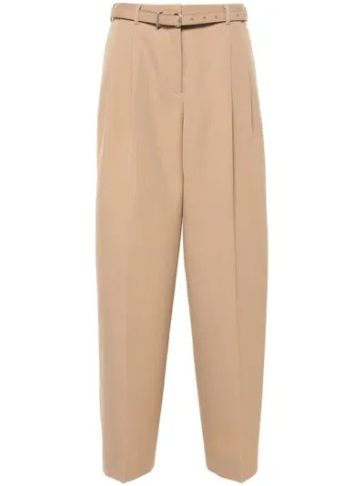 Jil Sander Belted Trousers In Brown