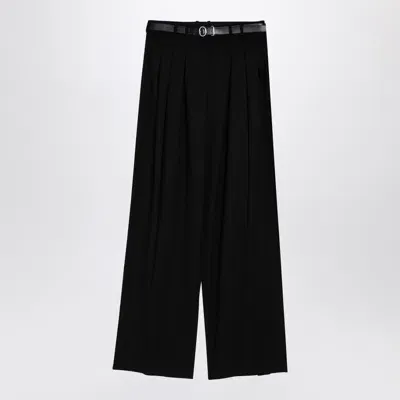 Jil Sander Belted Wool Palazzo Pants In Black