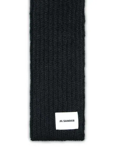 Jil Sander Black Wool Blend Scarf