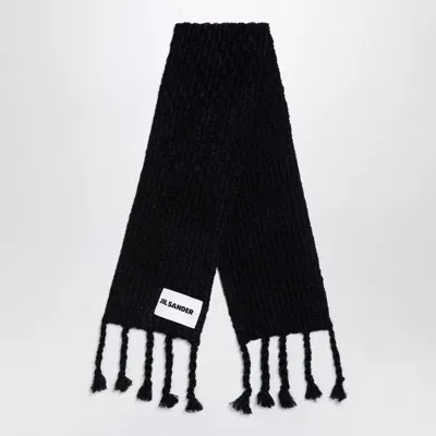 Jil Sander Black Mohair Blend Scarf