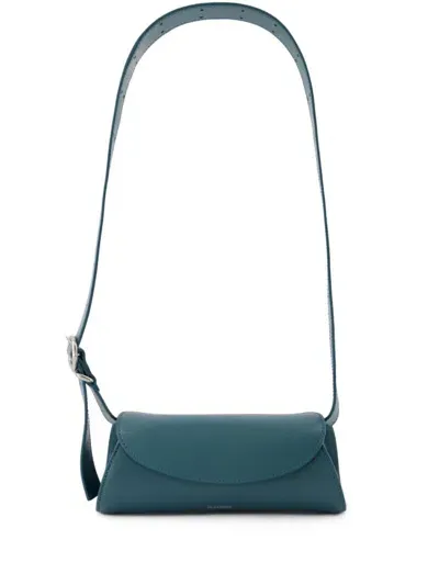 Jil Sander Cannolo Leather Shoulder Bag In Blue