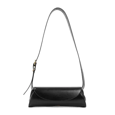 Jil Sander Small Cannolo Foldover Top Clutch Bag In Black