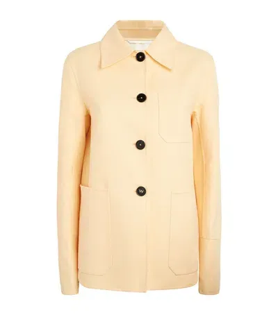 Jil Sander Cotton Overshirt Jacket In Yellow