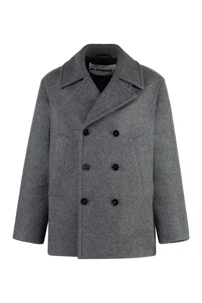 Jil Sander Double-breasted Wool Coat In Gray