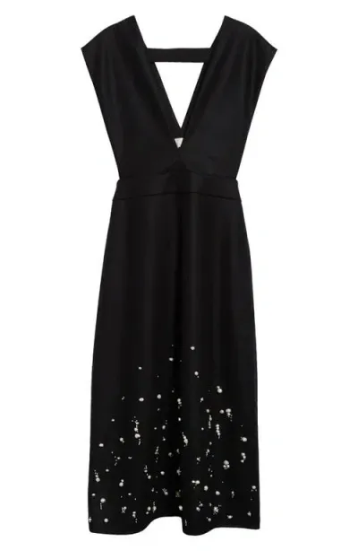 Jil Sander Embellished Wool Cocktail Dress In Black