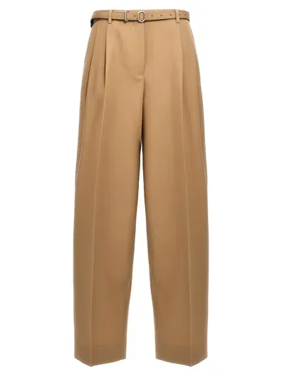 Jil Sander Gabardine Belt Pants In Brown